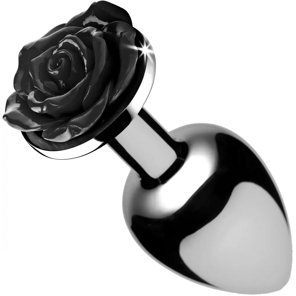 Black Rose Anal Plug - Medium Metal Anal Plug  Anal