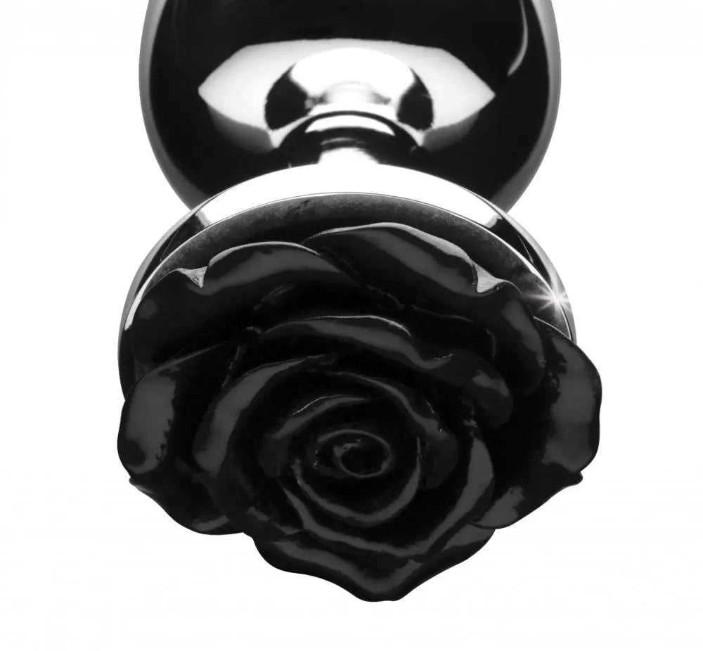 Black Rose Anal Plug - Medium Metal Anal Plug  Anal