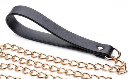 Black and Gold BDSM Collar with Leash Bondage Kit  Collars and Leads