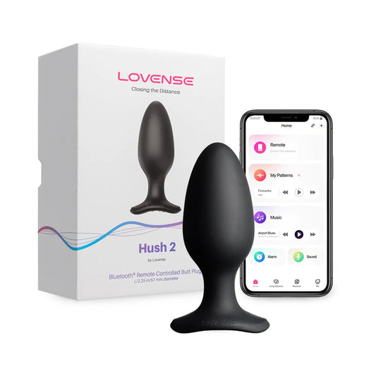 Bluetooth Butt Plug Sex Toy Lovense Hush 2 Remote-Controlled Anal Plug Vibrating L 2.25 inch  Anal