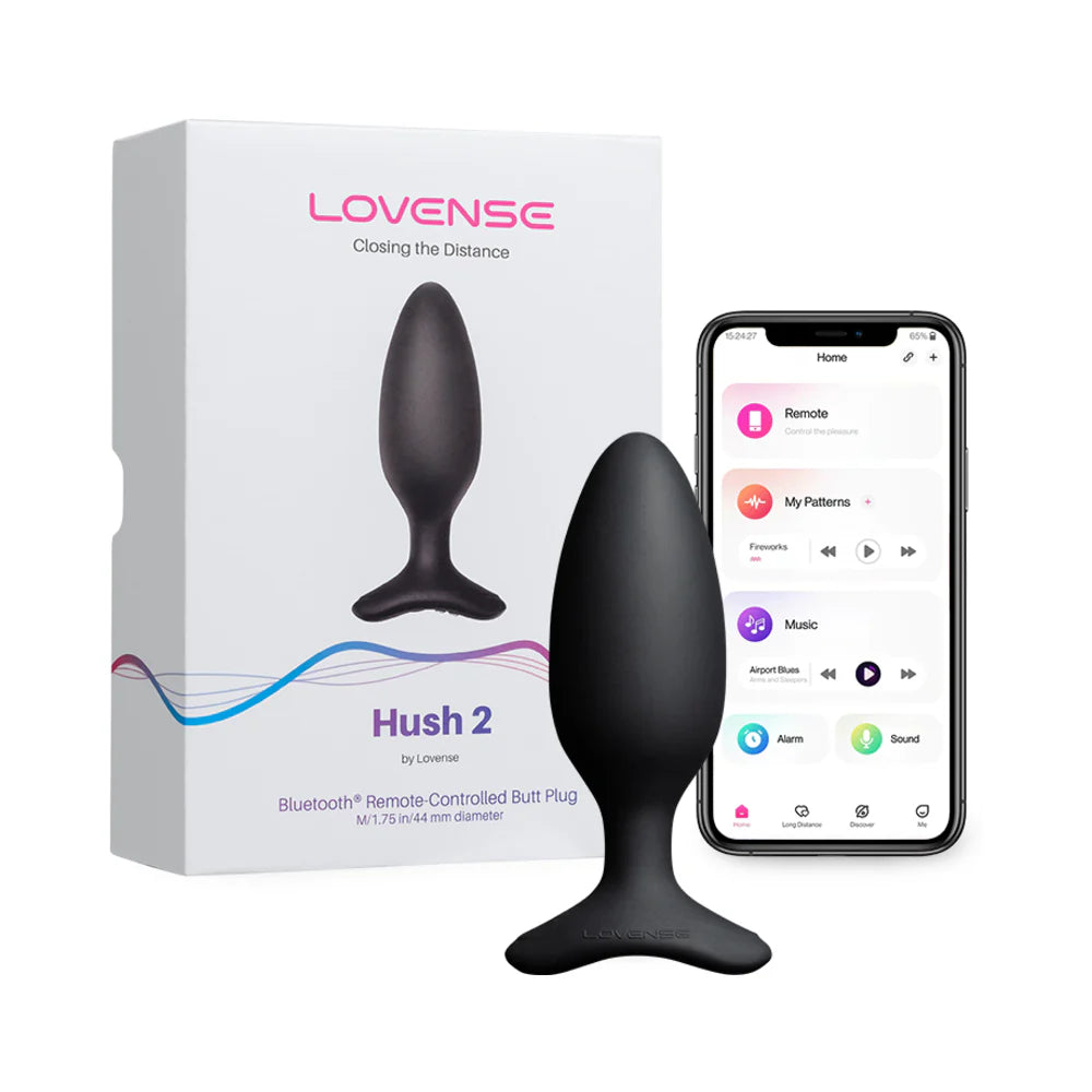 Bluetooth Butt Plug Sex Toy  Lovense Hush 2 Remote-Controlled Anal Plug Vibrating M 1.75 inch  Anal