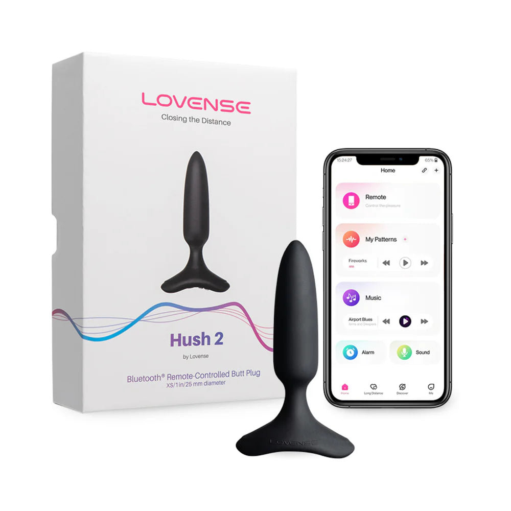 Bluetooth Butt Plug Sex Toy Lovense Hush 2 Remote-Controlled Anal Plug Vibrating XS 1 inch  Anal