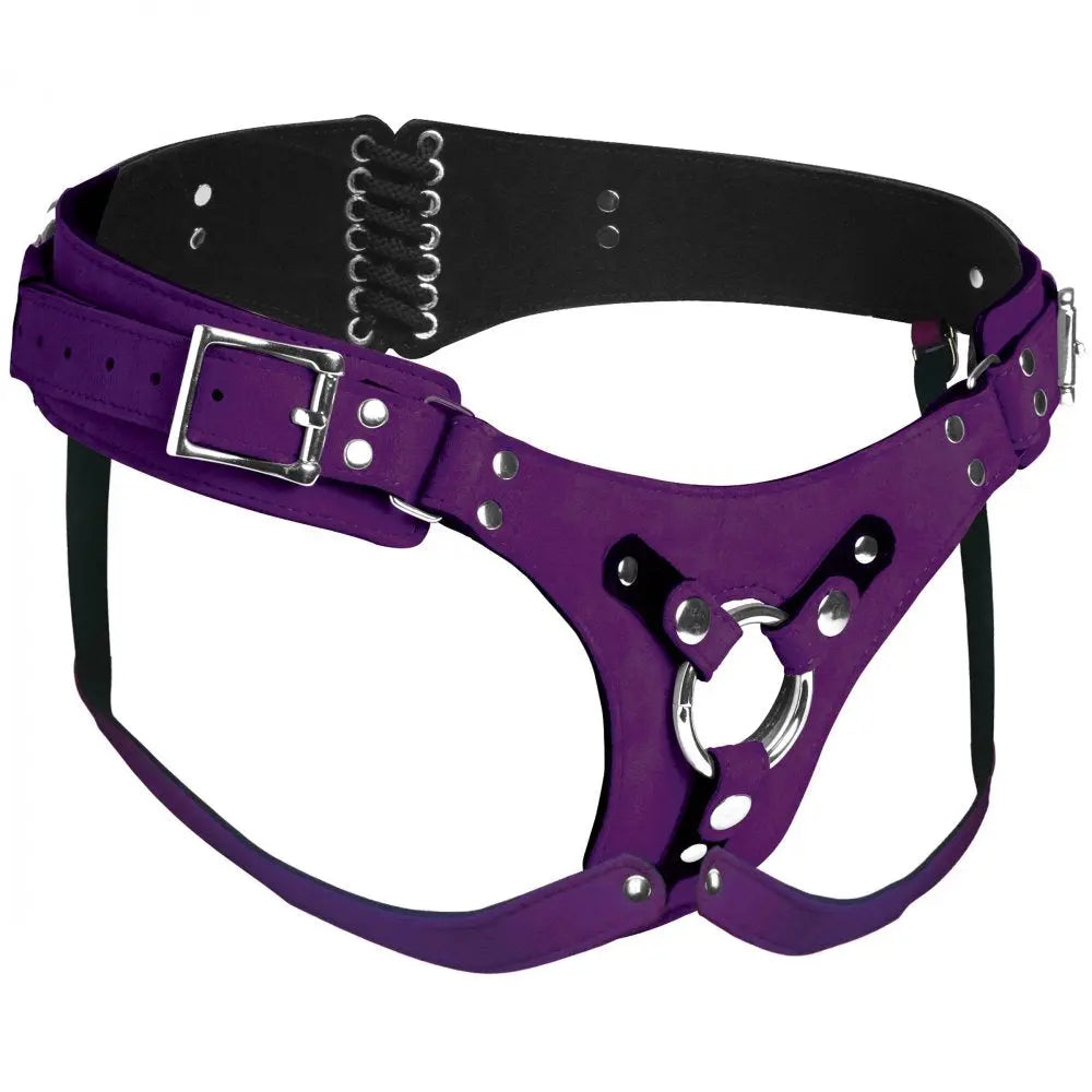 Bodice Deluxe Leather Corset Strap-on Harness - Purple  Strap-Ons and Harnesses