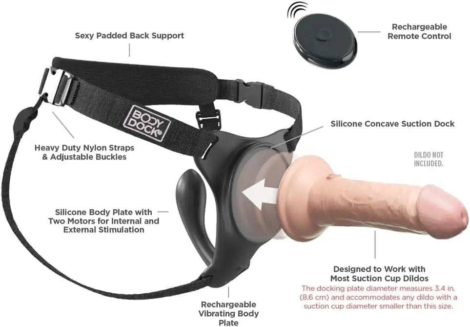 Body Dock G-Spot Pro Vibrating Silicone Strap-On Harness  Harnesses