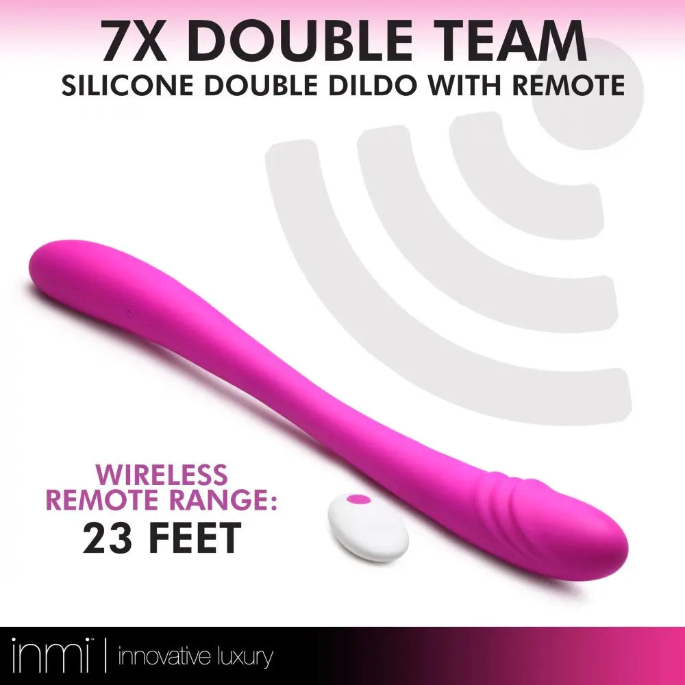 Body Safe Double Ended Dildo 7X Double Team Silicone Double Dildo with Remote  Vibrating Toys