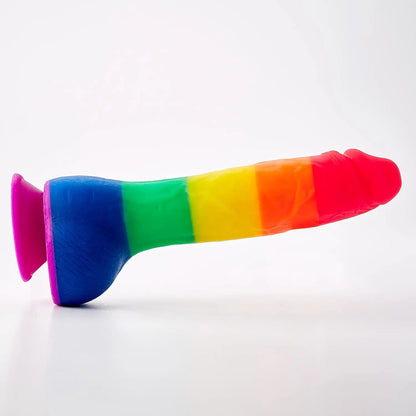 Body Safe Silicone Suction Cup Dildo Sex Toy Rainbow Pride Edition 8 in. Dildo  Realistic Dildos