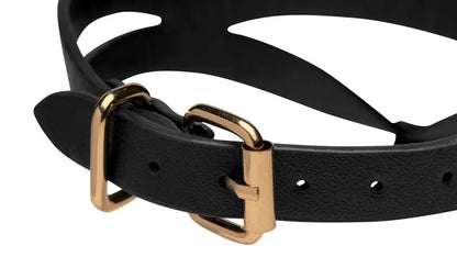 Bondage Baddie Black and Gold BDSM Collar with O-Ring  Fetish Clothing and Lingerie