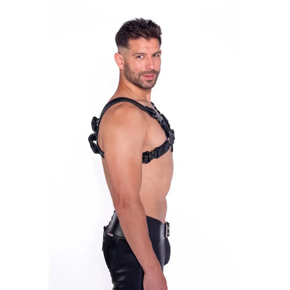 Bondage Bull Harness for Men Black with Metal Fittings Small  Mens Harness