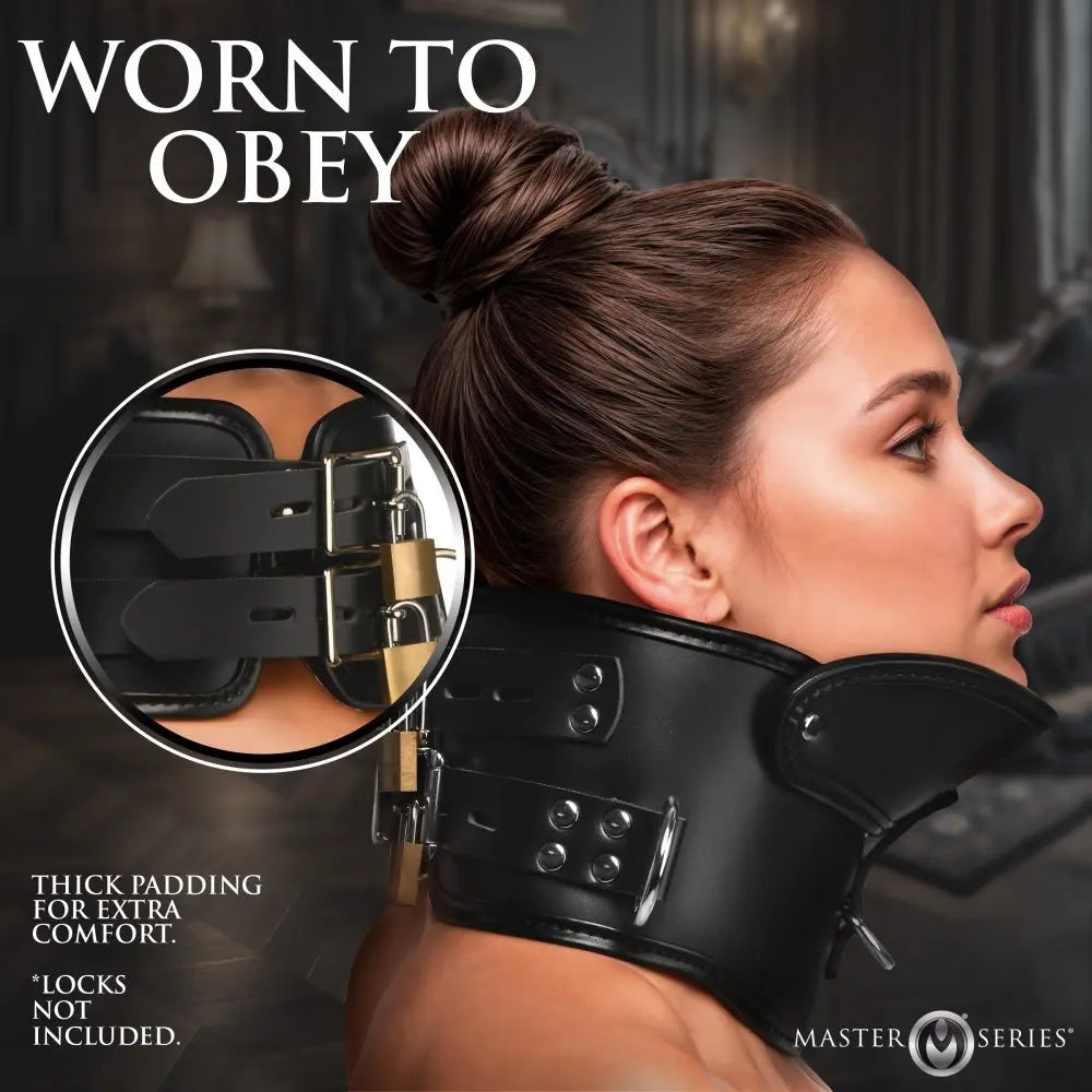 Bondage Collar Rigid Locking Posture BDSM Collar w/ Chin Brace  Collars and Leads