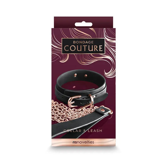 Bondage Couture Collar & Leash Black  Fetish - Cuffs & Restraints