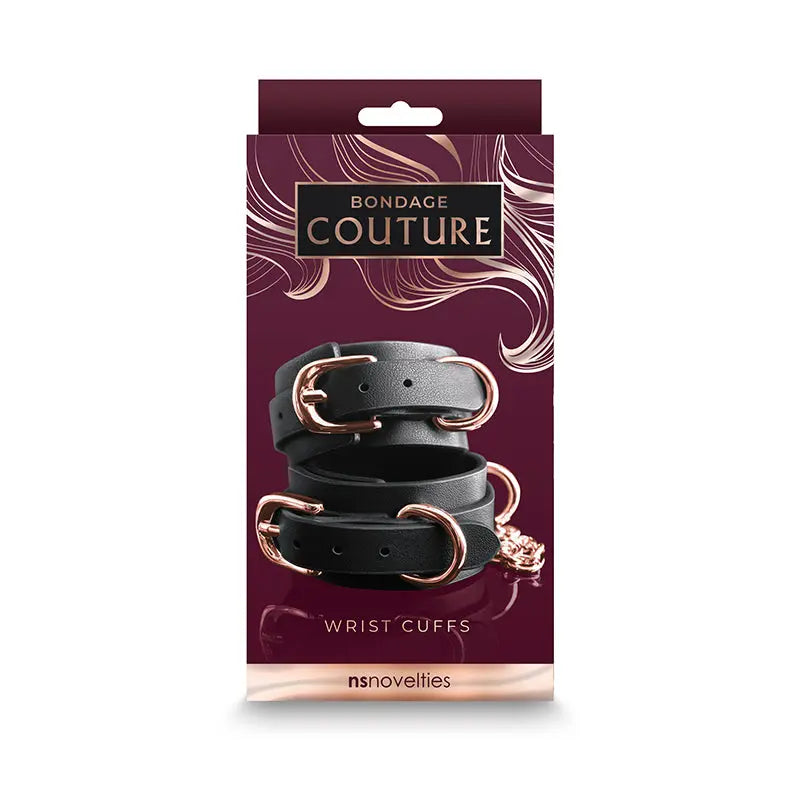 Bondage Couture Wrist Cuffs Black  Fetish - Cuffs & Restraints