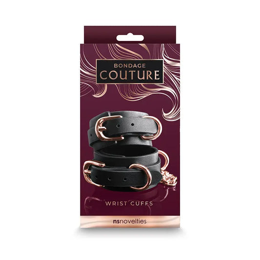 Bondage Couture Wrist Cuffs Black  Fetish - Cuffs & Restraints