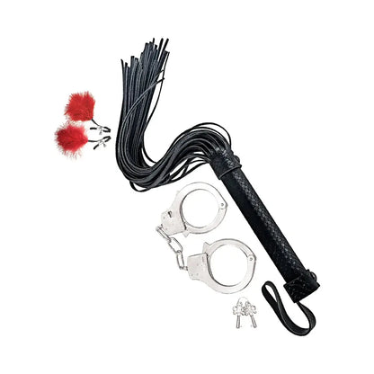 Bondage by Nasstoys Whip, Feather and Cuffs Red Bondage Kit  Bondage Kits