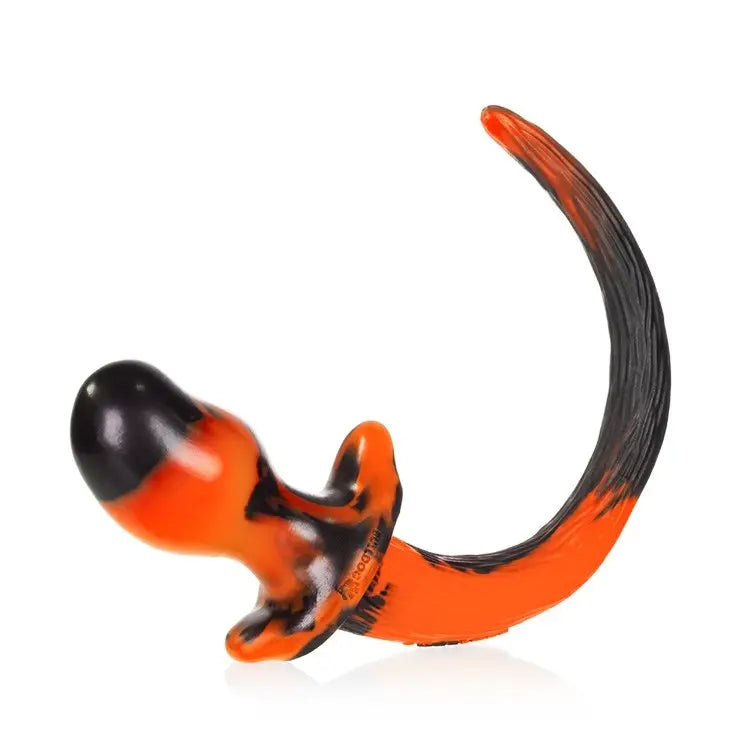 Bulldog BDSM Puppy Tail Butt Plug Sex Toy ORANGE SWIRL Large  BDSM Pet Play