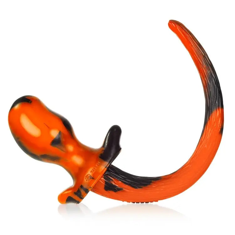 Bulldog BDSM Puppy Tail Butt Plug Sex Toy ORANGE SWIRL Large  BDSM Pet Play