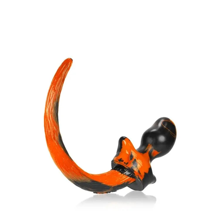 Bulldog BDSM Puppy Tail Butt Plug Sex Toy ORANGE SWIRL Large  BDSM Pet Play