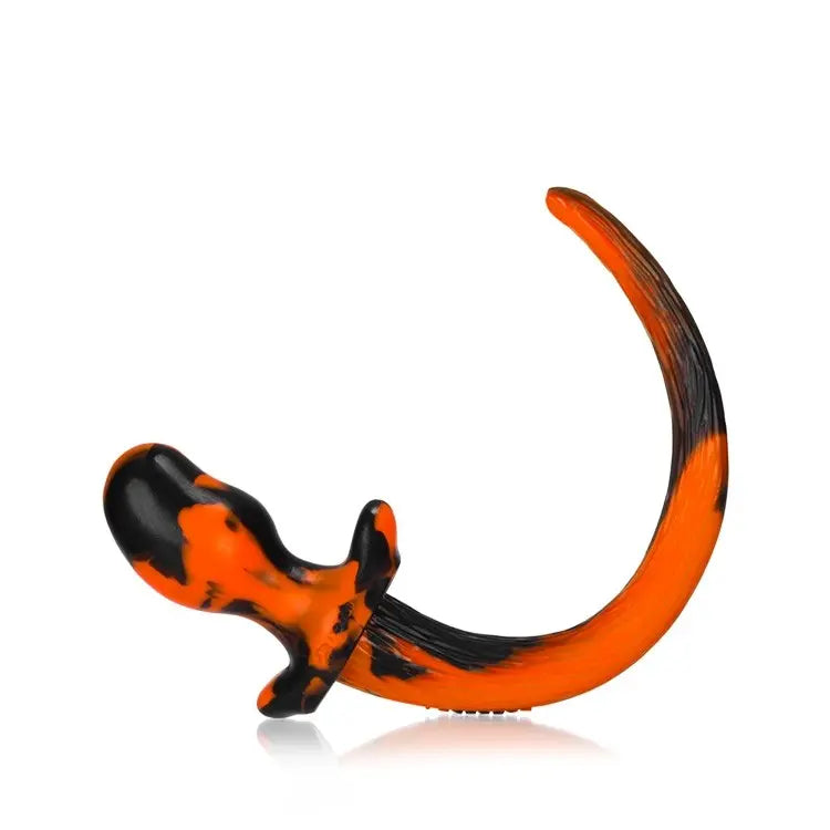 Bulldog BDSM Puppy Tail Butt Plug Sex Toy ORANGE SWIRL Large  BDSM Pet Play