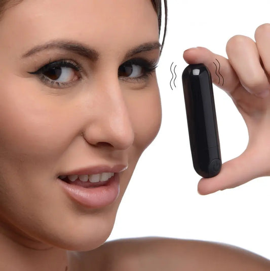 Bullet Vibrator 10X Rechargeable Vibrating Metallic Bullet - Black  Bullet Vibrators