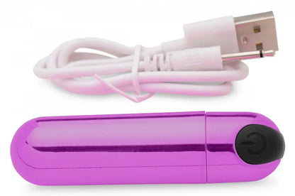 Bullet Vibrator 10X Rechargeable Vibrating Metallic Bullet - Purple  Bullet Vibrators