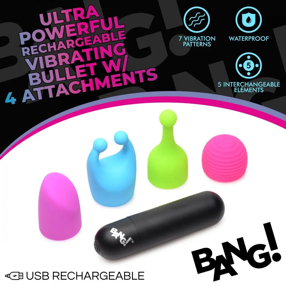 Bullet Vibrator Sex Toy for Women with 4 Attachments  Bullet Vibrators