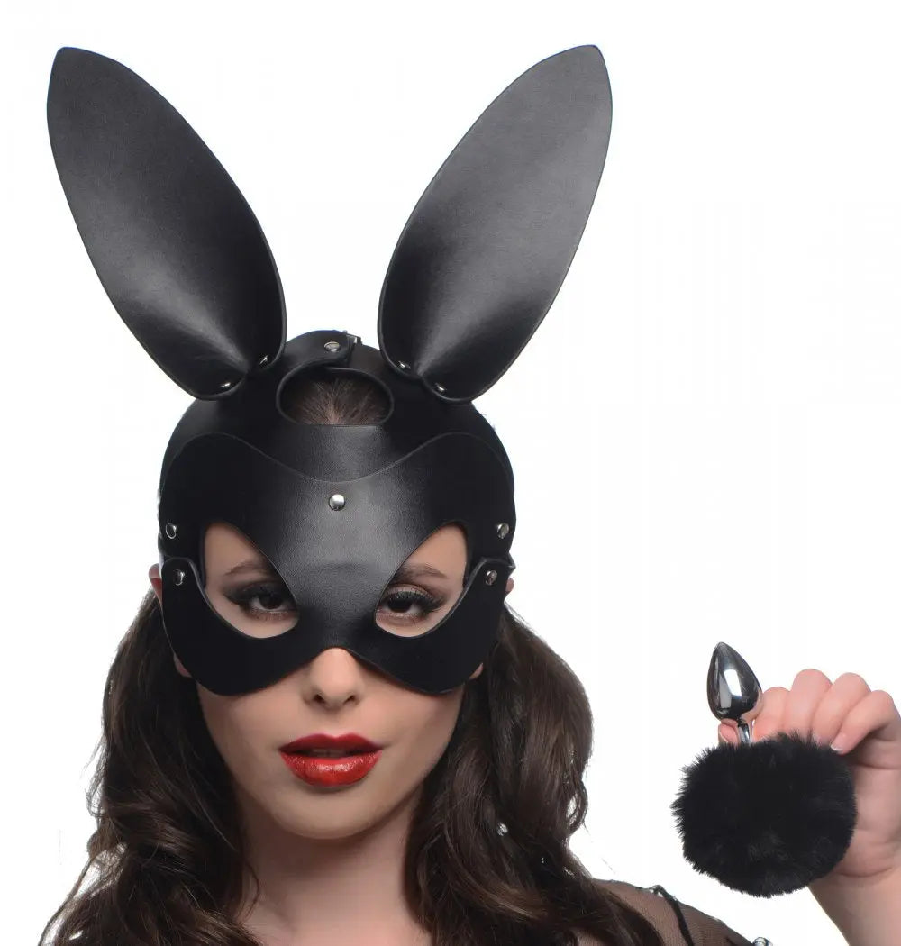 Bunny Tail Anal Plug and Bondage Pet Mask Set BDSM Animal Play  Masks, Gags and Blindfolds