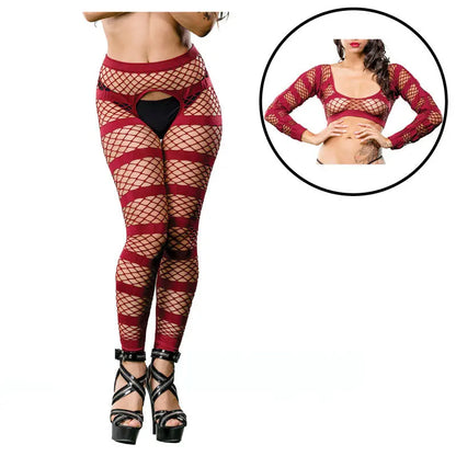 Burgandy Stripes  Crotchless Legging Packaging Box  Lingerie - Stockings & Leggings