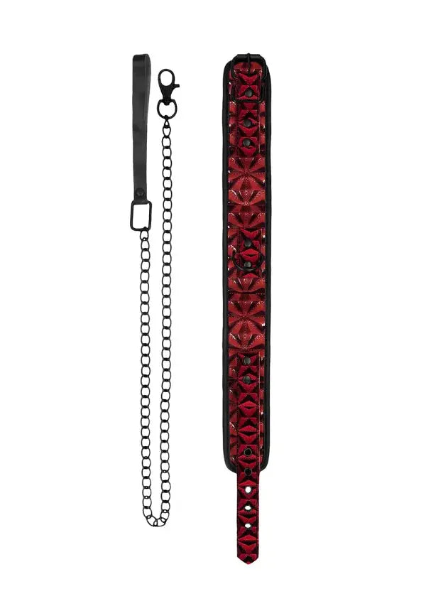 Burgundy Adjustable  Luxury BDSM Collar With Leash  Collars and Leads