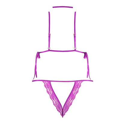 Butterfly Fantasies Peek-a-Boo Crotchless Plus Size Teddy Neon Purple Queen Size  Lingerie - Body Stockings