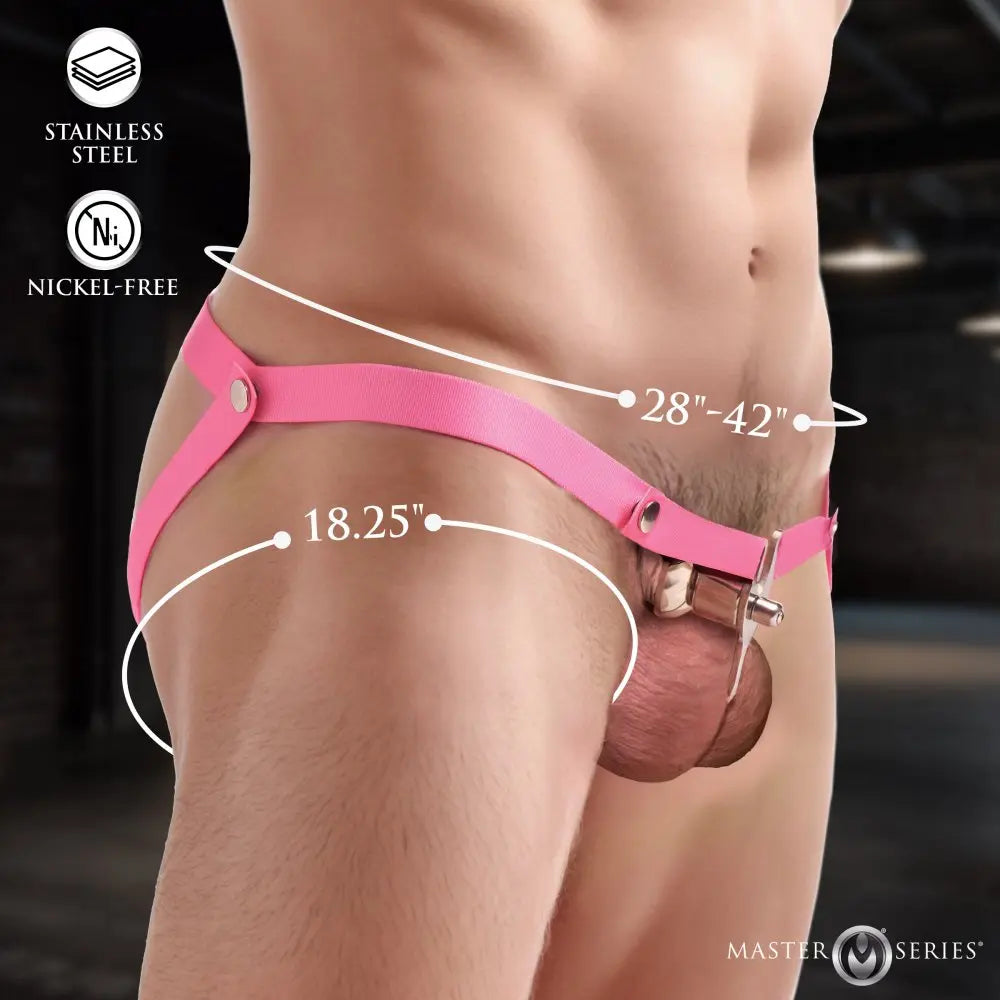 CBT Ball Splitter Sissy Vice Push-In Chastity Cage