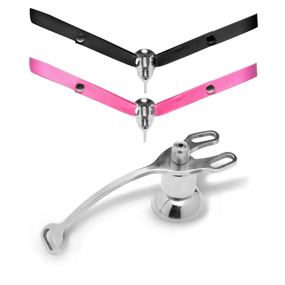 CBT Ball Splitter Sissy Vice Push-In Chastity Cage