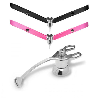 CBT Ball Splitter Sissy Vice Push-In Chastity Cage