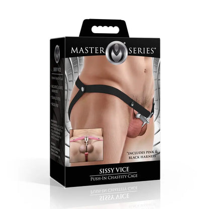 CBT Ball Splitter Sissy Vice Push-In Chastity Cage