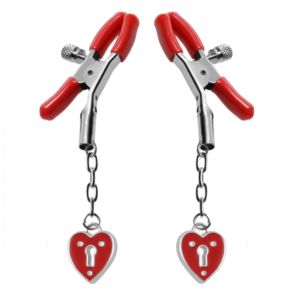 Captive Heart Padlock Nipple Clamps  Nipple and Clit Toys