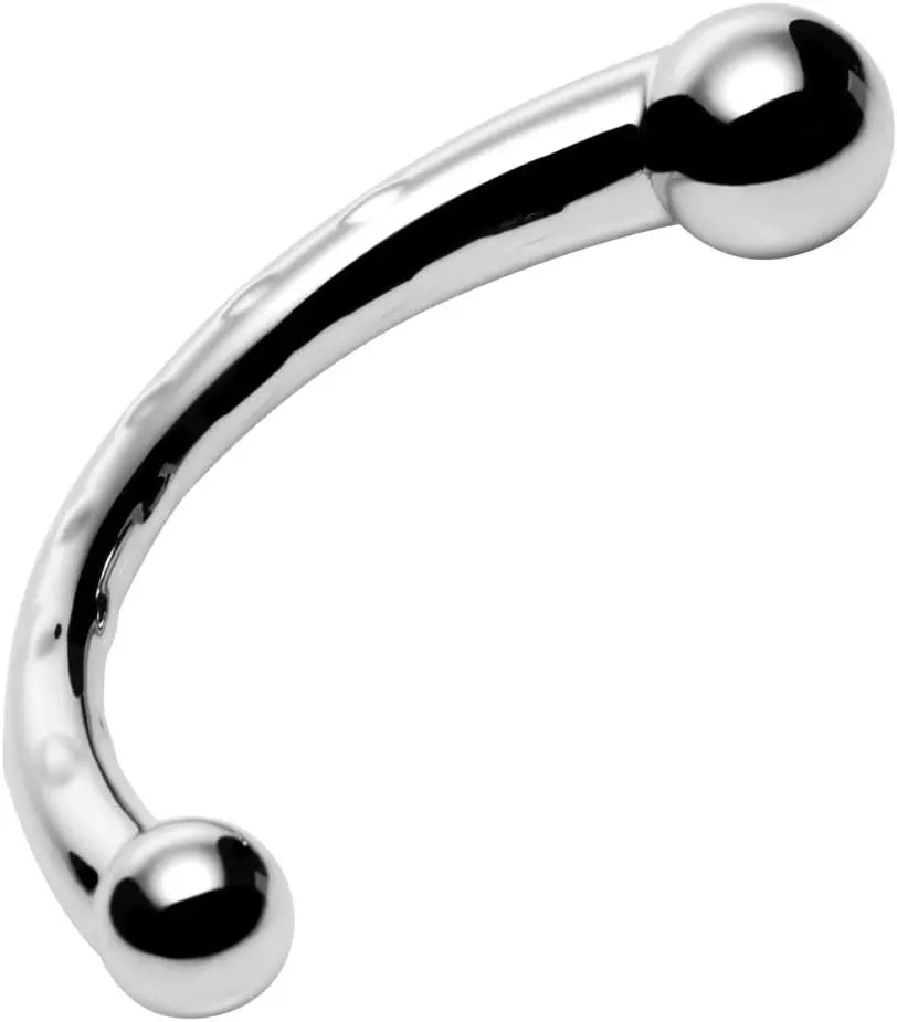 Chrome Crescent Dual Ended Dildo Metal Anal Sex Toy Steel Prostate Massager  Dildos