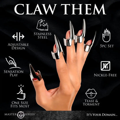 Clawed 5pc Sensation Play Bondage Toys Claw Rings  Bondage Gear