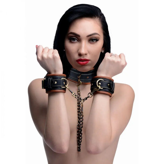 Coax Collar to Wrist Restraints Bondage Cuffs BDSM Restraints  Bondage Gear