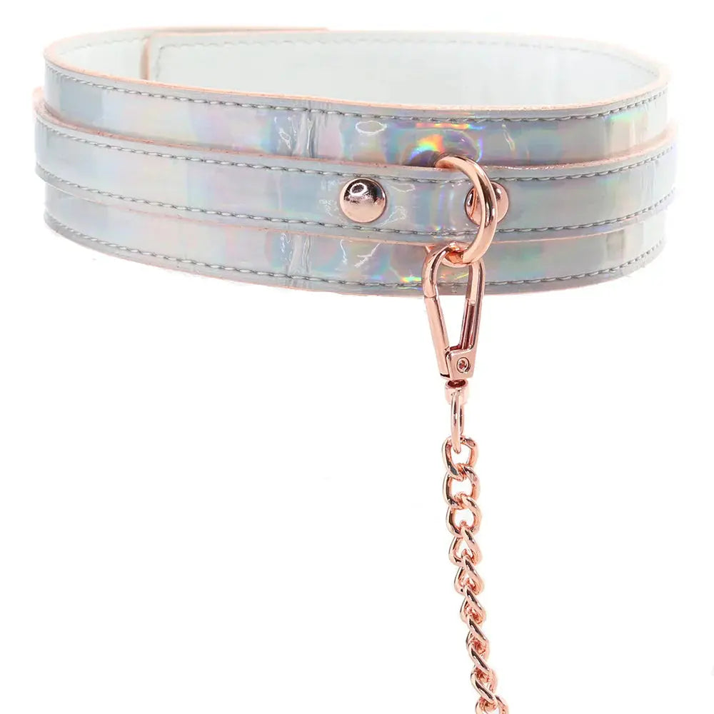 Cosmo Iridescent Bondage Collar and Leash Rainbow  Collars and Leads