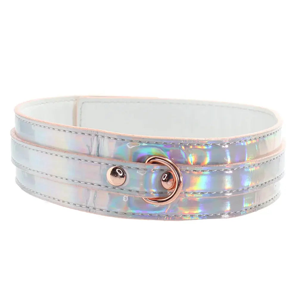 Cosmo Iridescent Bondage Collar and Leash Rainbow  Collars and Leads