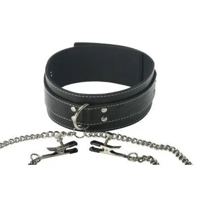 Coveted Collar with Connected Nipple Clamps  Nipple and Clit Toys