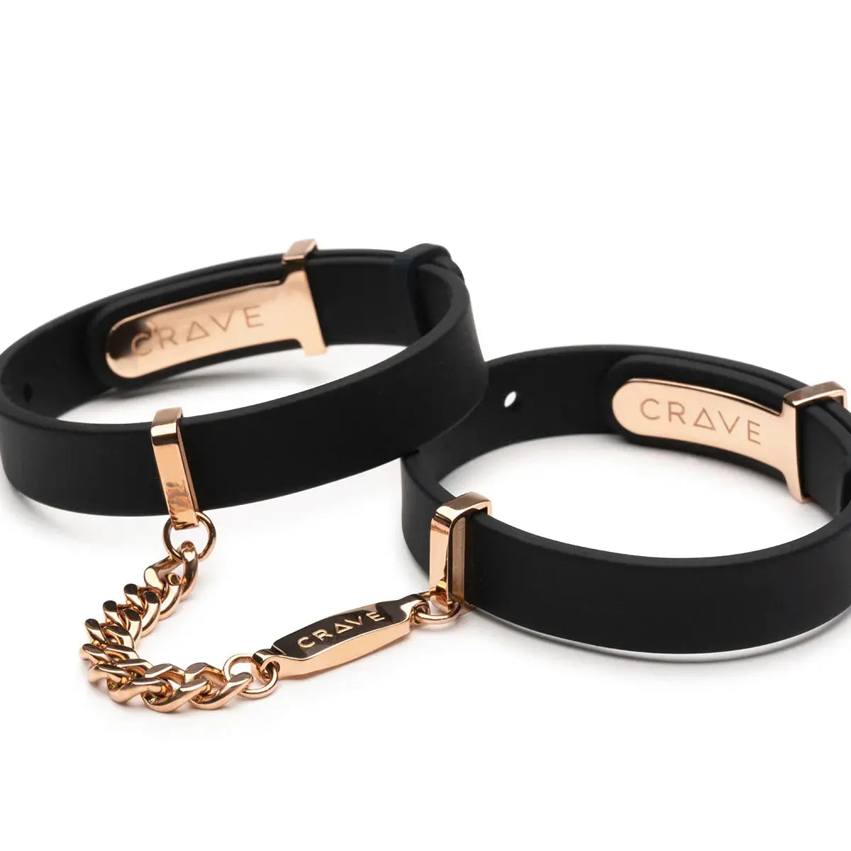Crave Discreet Silicone Bondage Cuffs -  ID Cuffs Black and Rose Gold  Fetish - Cuffs & Restraints