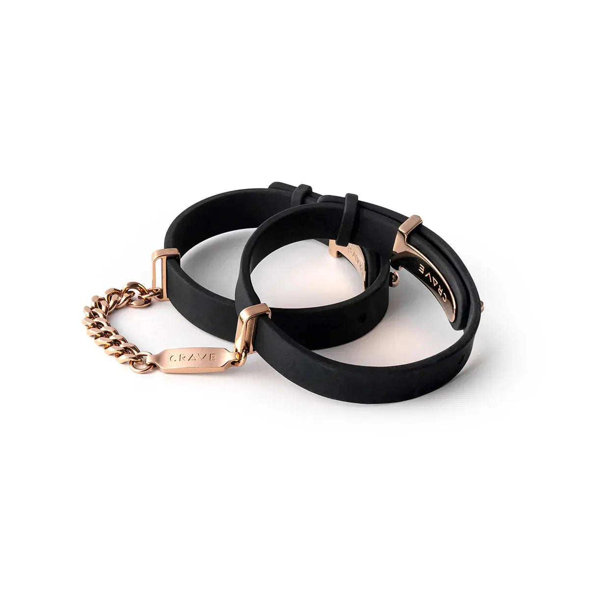 Crave Discreet Silicone Bondage Cuffs -  ID Cuffs Black and Rose Gold  Fetish - Cuffs & Restraints