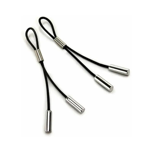 Crave Leather Nipple Tassels Black/Silver  Fetish - Nipple Clips Clamps & Suckers