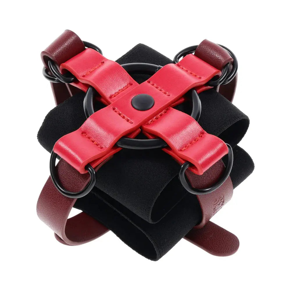 Cross Cuffs - Red Bondage Cuffs Sportsheets Sex and Mischief  Fetish - Cuffs & Restraints
