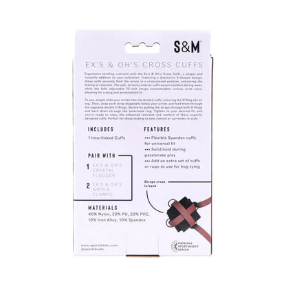 Cross Cuffs - Red Bondage Cuffs Sportsheets Sex and Mischief  Fetish - Cuffs & Restraints