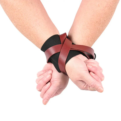 Cross Cuffs - Red Bondage Cuffs Sportsheets Sex and Mischief  Fetish - Cuffs & Restraints