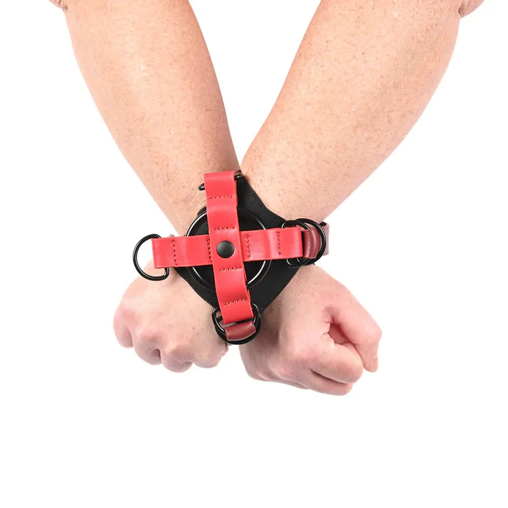 Cross Cuffs - Red Bondage Cuffs Sportsheets Sex and Mischief  Fetish - Cuffs & Restraints