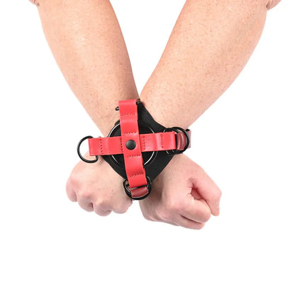 Cross Cuffs - Red Bondage Cuffs Sportsheets Sex and Mischief  Fetish - Cuffs & Restraints