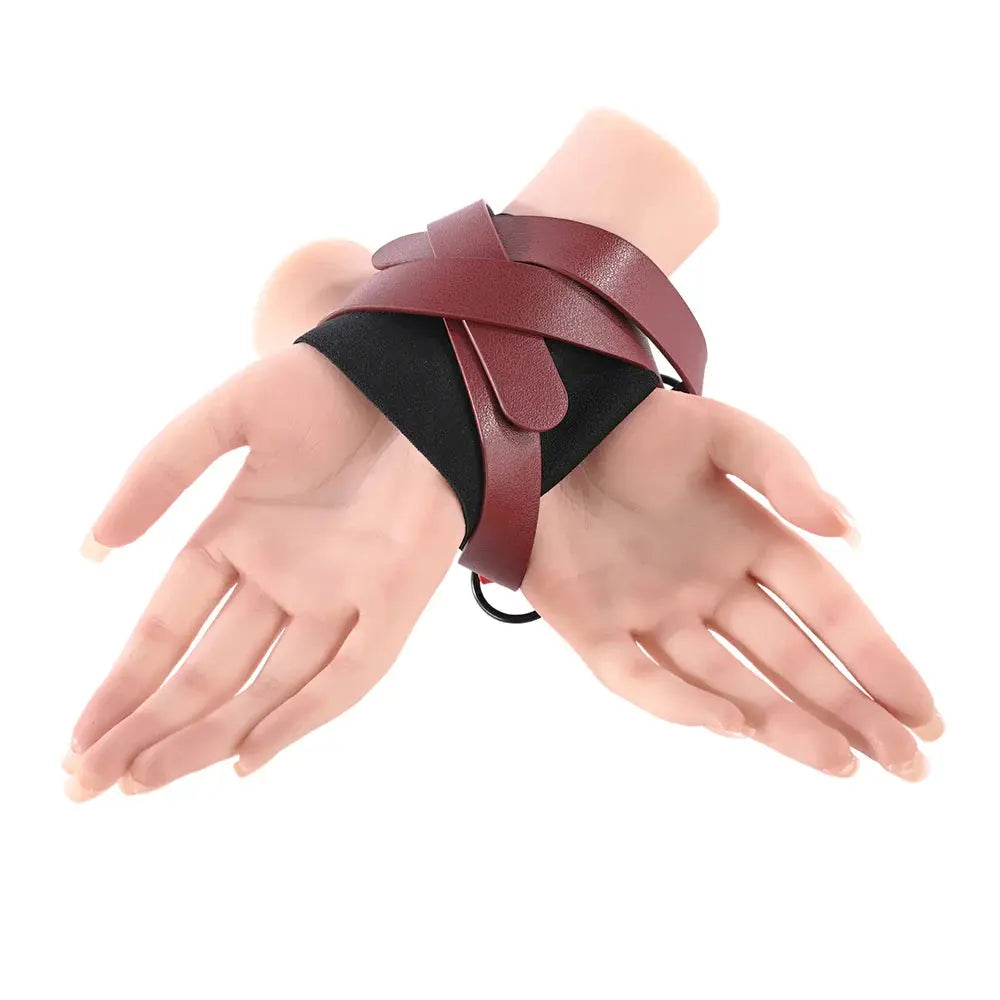 Cross Cuffs - Red Bondage Cuffs Sportsheets Sex and Mischief  Fetish - Cuffs & Restraints