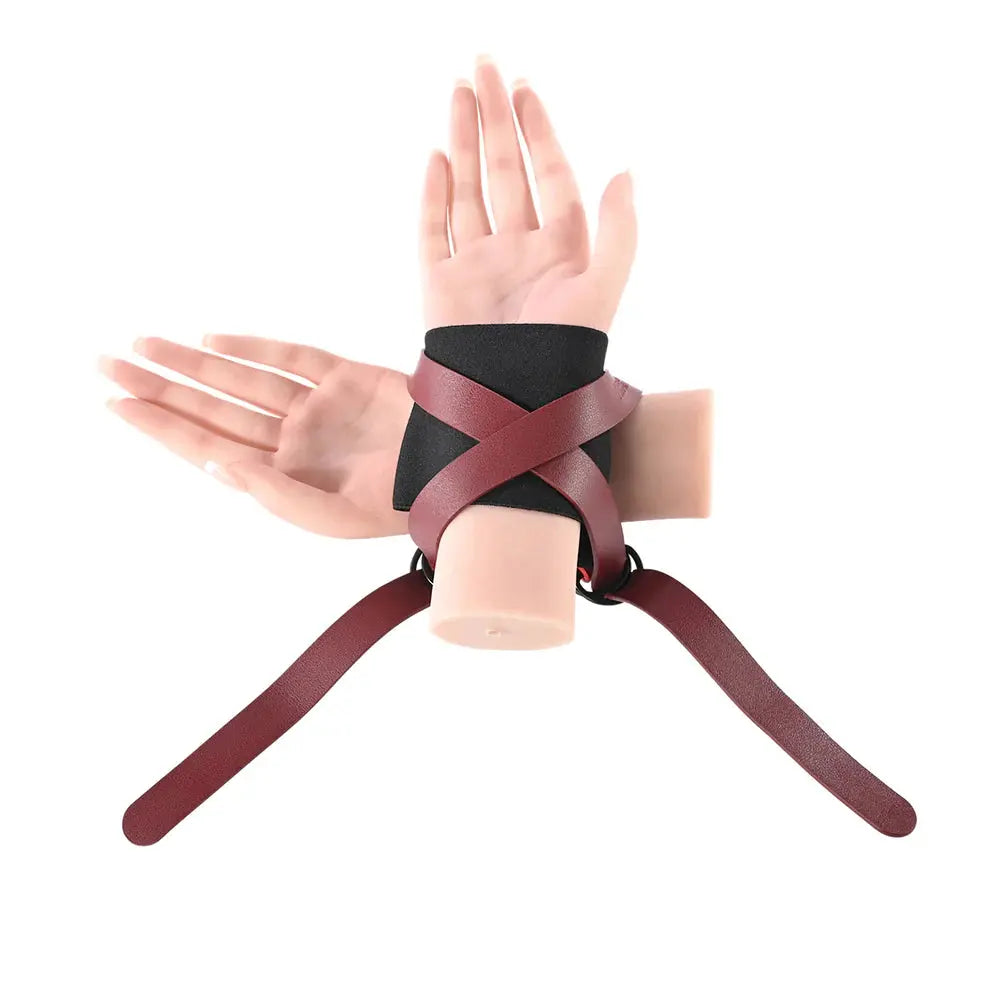 Cross Cuffs - Red Bondage Cuffs Sportsheets Sex and Mischief  Fetish - Cuffs & Restraints