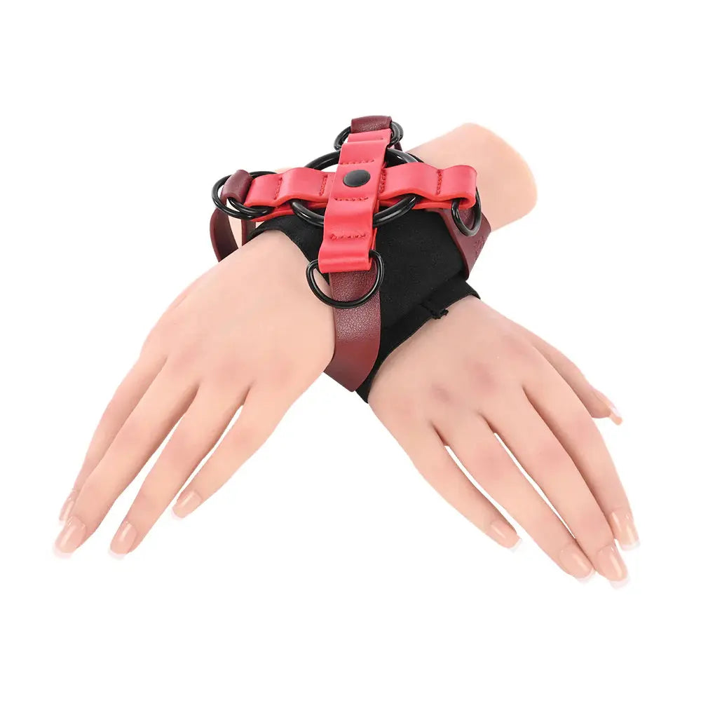 Cross Cuffs - Red Bondage Cuffs Sportsheets Sex and Mischief  Fetish - Cuffs & Restraints